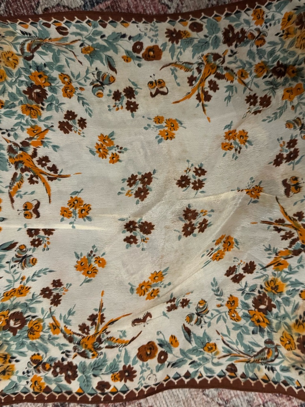 Vintage Floral Silk handkerchief/Scarf